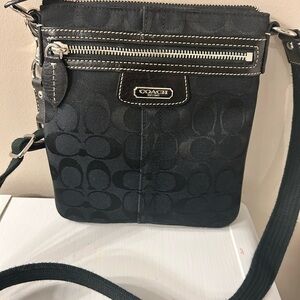 Coach Signature Black Crossbody Bag and Large Zip Wallet